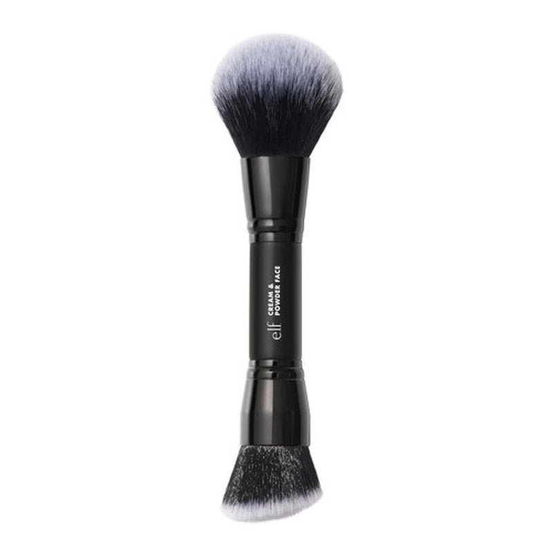 e.l.f. Dual-Ended Cream & Powder Brush - Two-in-One Makeup Tool for Airbrushed Complexion, Vegan & Cruelty-Free