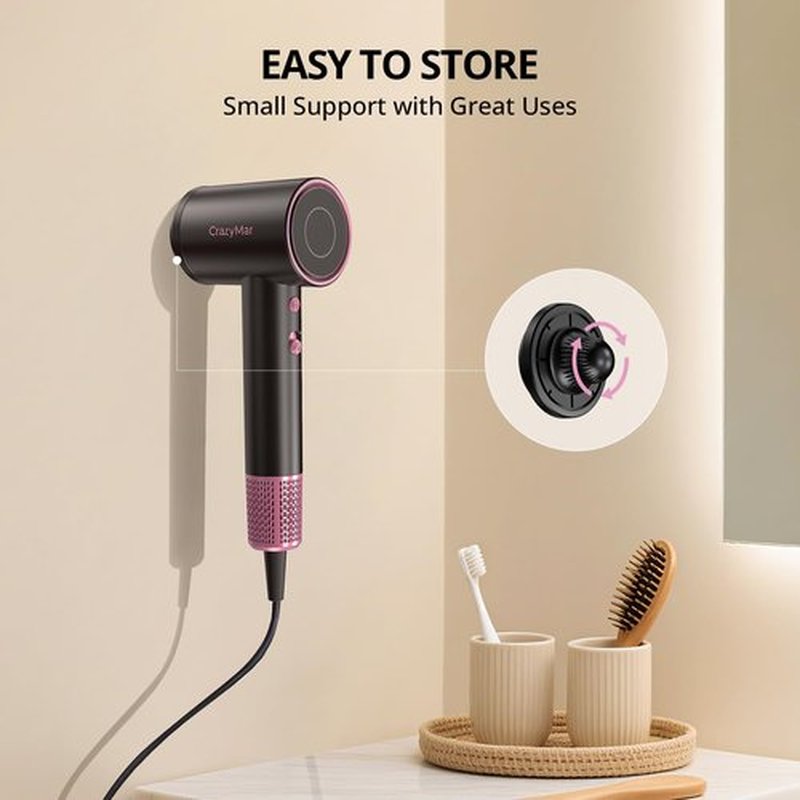 Ionic Hair Dryer with Diffuser and Concentrator- 180000 RPM High Speed Blow Dryer, 3 Min Fast Drying, Heat-Control, Low Noise, Lightweight, Salon Professional Blow Dryer for Women, Men (Blush Pink)