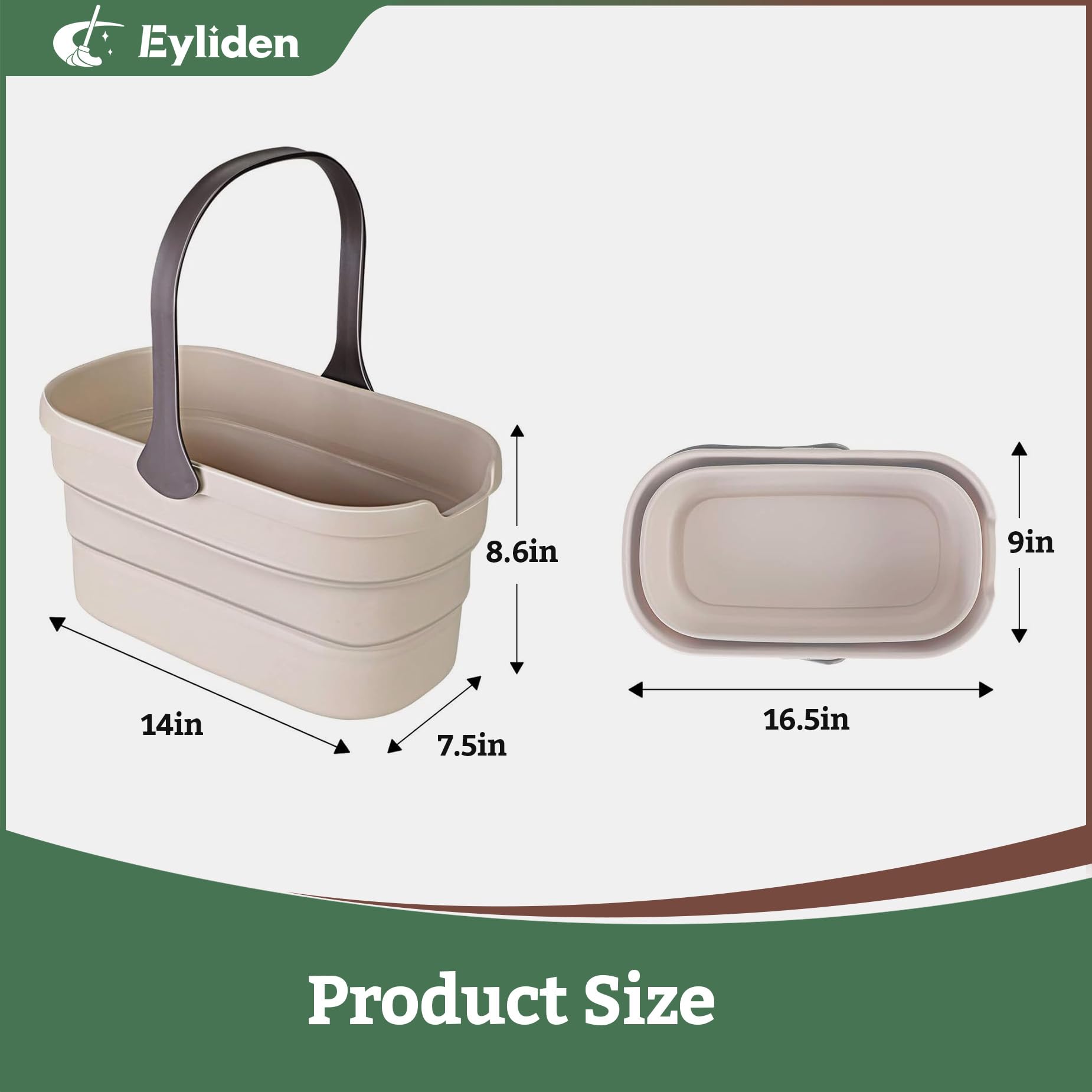 Eyliden Collapsible Bucket, Bucket for Cleaning Mop, 10L(2.6Gallon) Multiuse Foldable Water Pail, Portable Handy Basket for Cleaning Mop, Camping, Tailgating and More