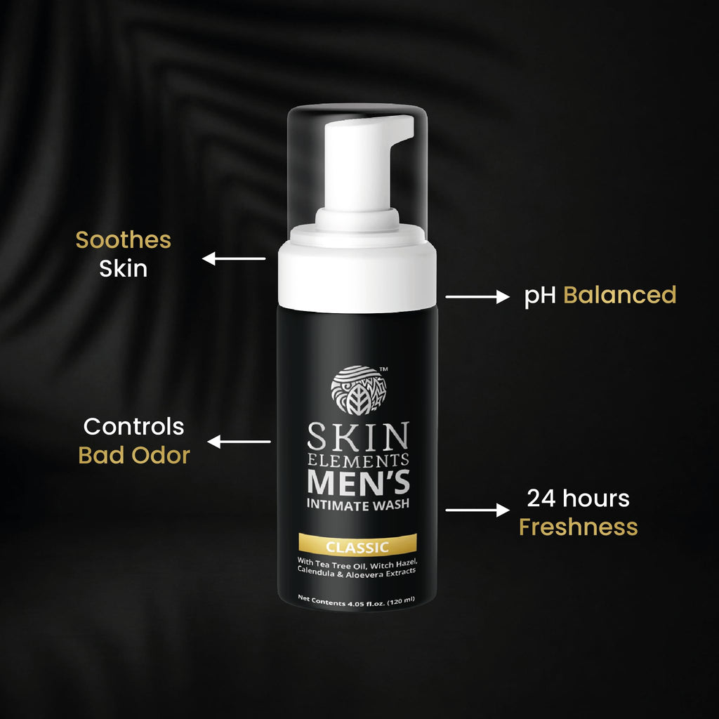 Skin Elements Men's Intimate Wash JUMBO Pack | with Refill | For 180 Days | 14.2 fl. oz | pH Balanced Hygiene Foaming Wash | Controls Bad Odor | Tea Tree Oil | Super Saver Pack |