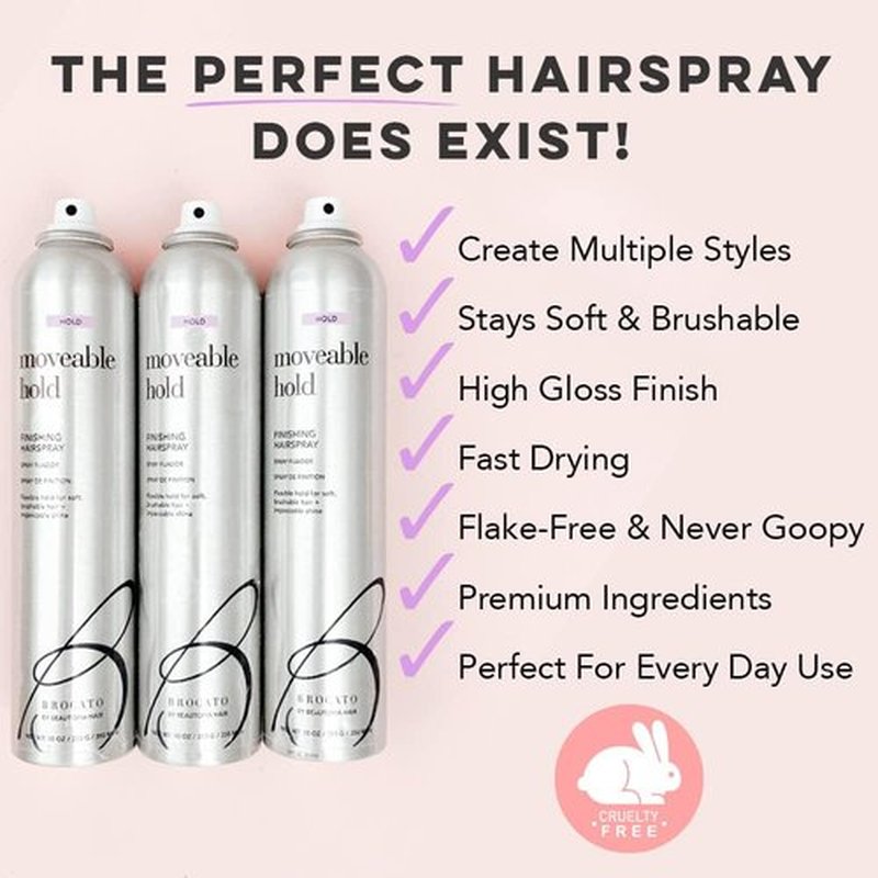 Brocato Moveable Hold Finishing Hairspray (50% VOC), 10oz | Exceptional Control and Brilliant Finish | For All Hair Styles