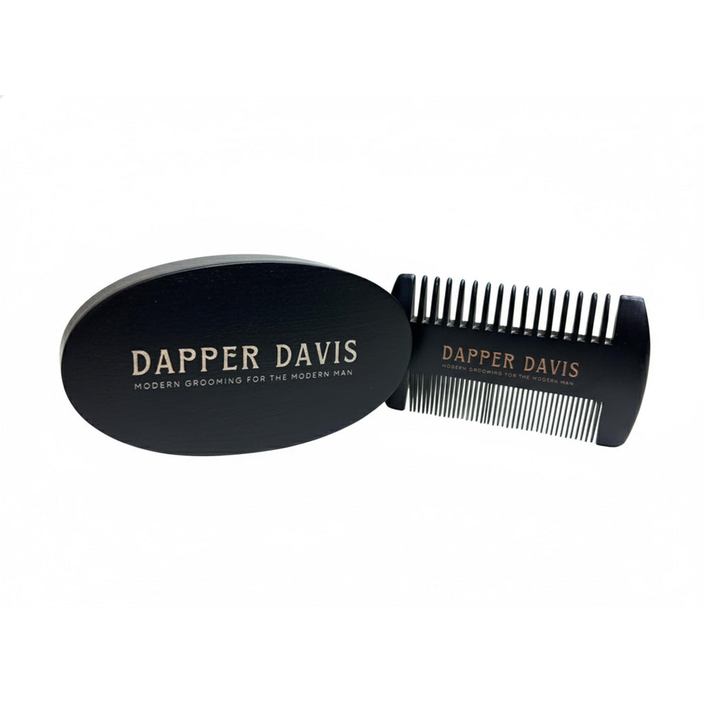 Dapper Davis Beard Brush and Comb Set for Men | Boar Bristle Beard Brush & Wooden Beard Comb | Beard Grooming Kit for Softening, Detangling & Styling Facial Hair