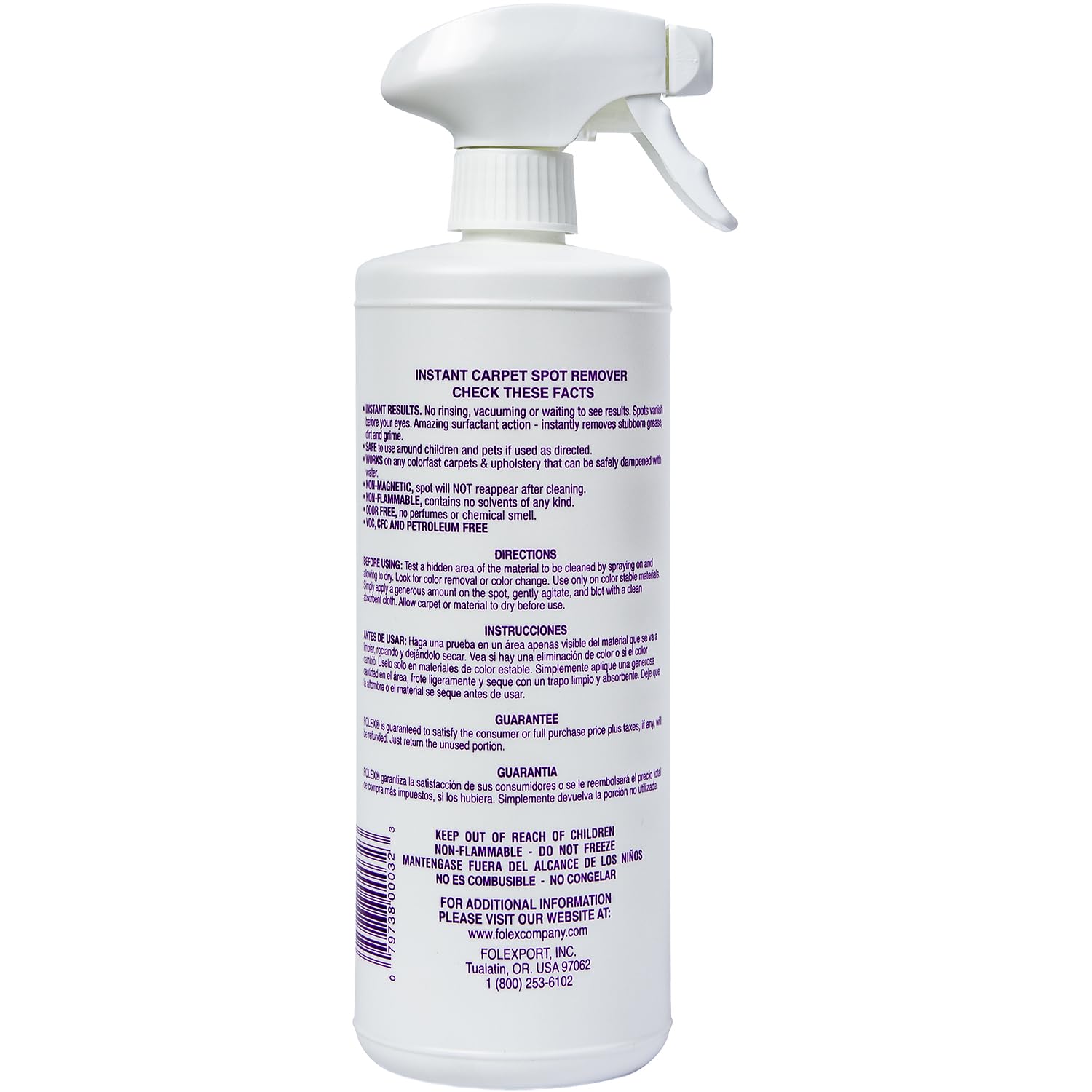 FOLEX Instant Carpet Spot Remover 32 oz – Powerful Stain Remover for Carpets, Upholstery & Rugs – Eliminates Pet Stains, Grease, Red Wine, Food, Makeup & More – With Reusable Cleaning Cloth - 1 Pack