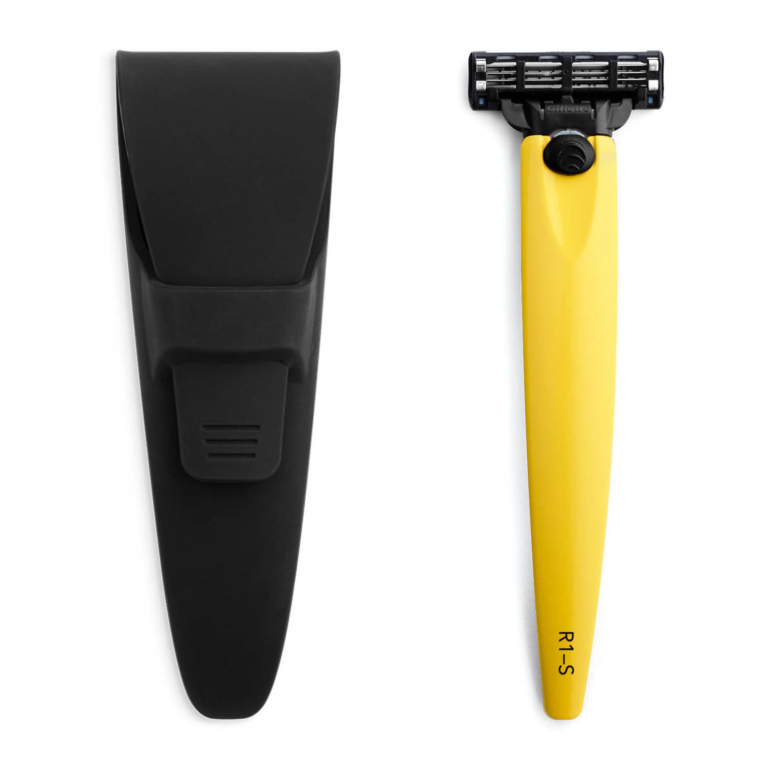 Bolin Webb R1 Razor & Travel Case - Premium Razors for Men with Gillette Mach3 Blade Cartridge, Lightweight Shaving Razor for Smooth, Irritation-Free Shave, Ideal Gift & Daily Grooming Set (Yellow)