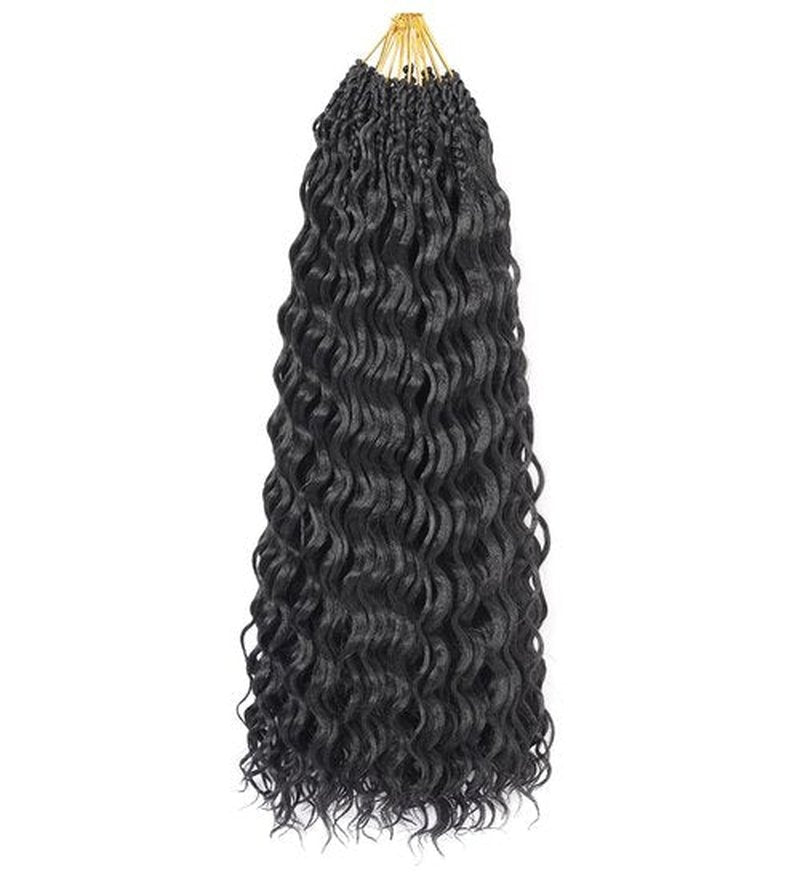 pojui 18 Inch Ocean Wave Crochet Hair 8 Packs - Synthetic Pre-Looped Deep Wavy Curly Braiding Hair for Black Women, Boho Style Hair Extensions (18inch,1B - 8 Packs)