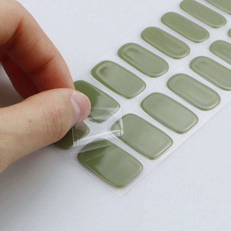 JMEOWIO Gel Nail Stickers Cream Green Gray Semi Cured Gel Nail Strips Wraps UV/LED Nails Art Design Decoration Accessories
