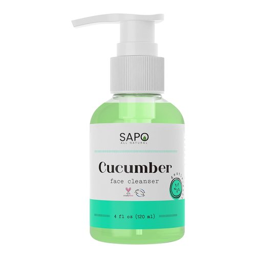 Sapo Cucumber Face Cleanser - Gentle Gel Wash with Aloe & Coconut Oil | Hydrating pH-Balanced 4 oz