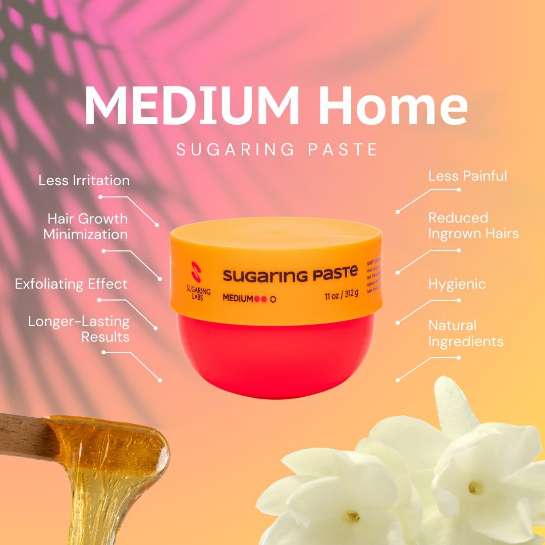 MEDIUM Sugaring Paste for HOME USE 11oz / 312g. Sugar Wax for ALL HAIR TYPES, legs, arms, face.