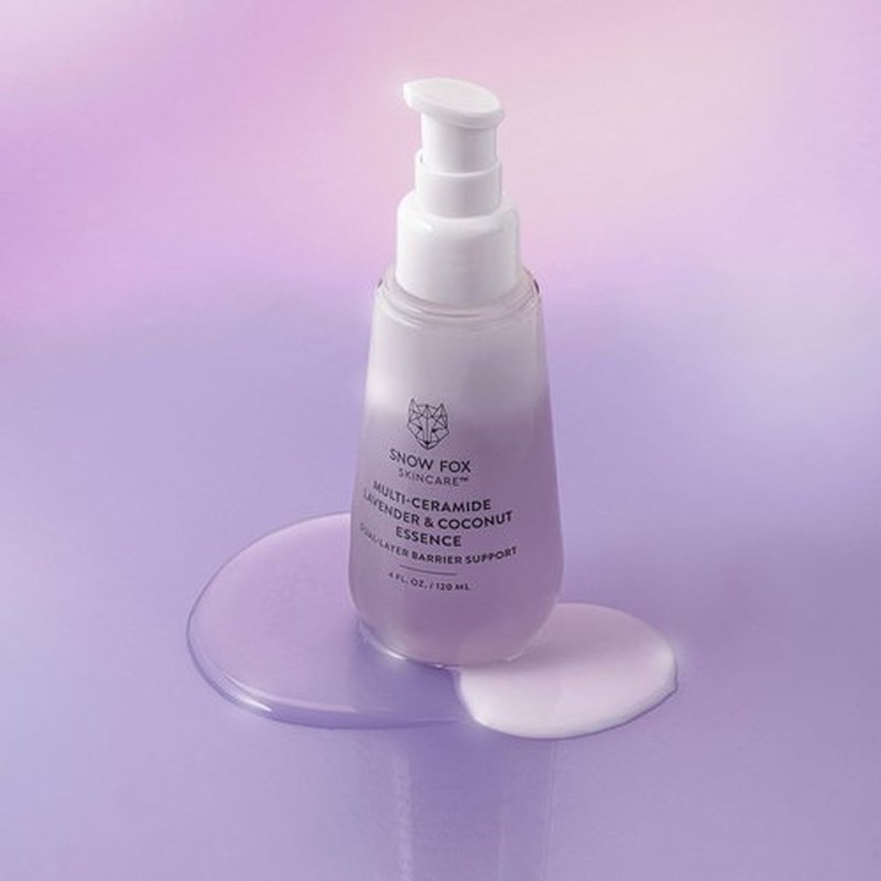 Snow Fox Skincare - Multi-Ceramide French Lavender & Coconut Essence Serum | Hydrating, Revitalizing Face Serum for Dry, Mature, Sensitive Skin | Vitamin B5, Hyaluronic Acid, Malachite | 120ml