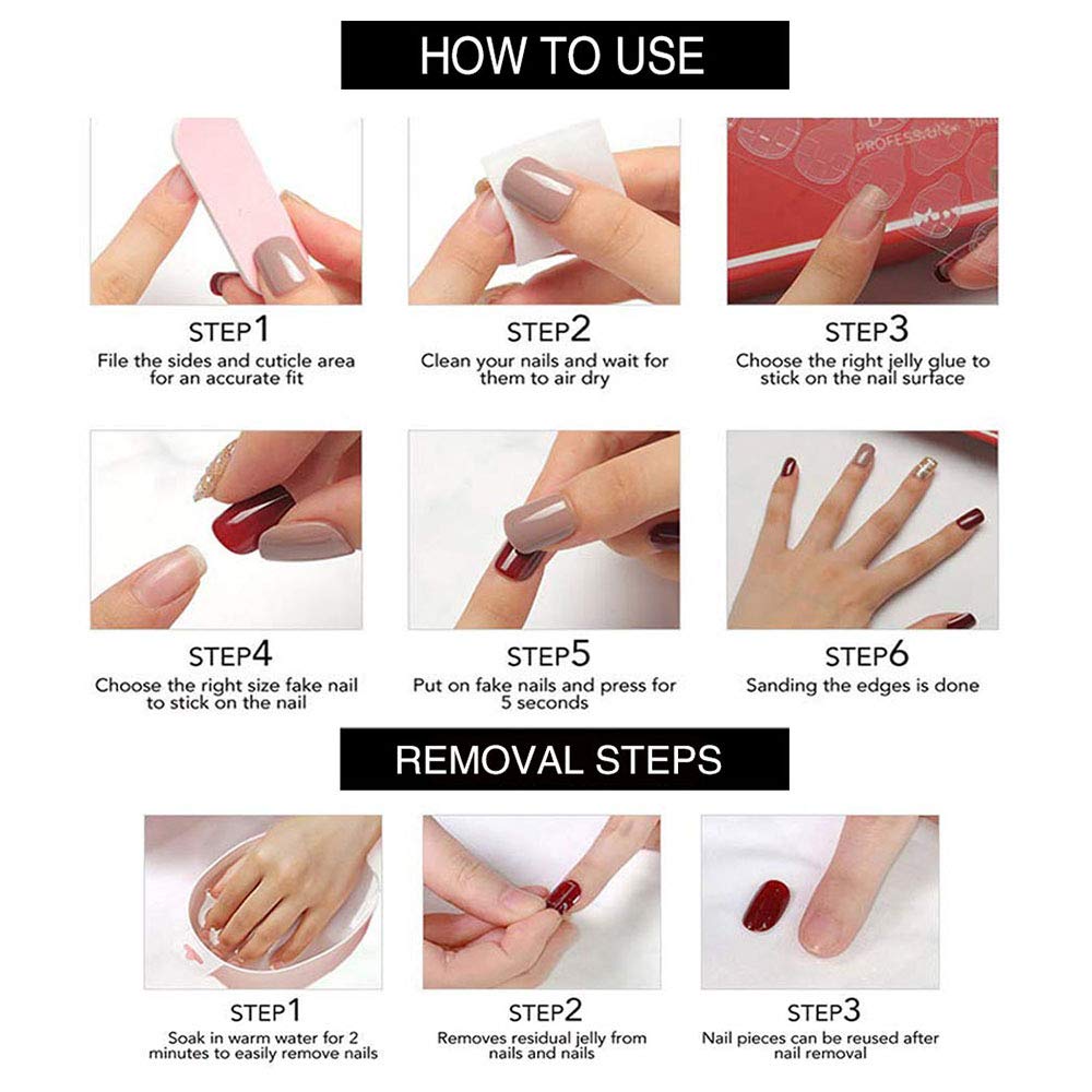 YoYoee Square Press on Nails French White Fake Nails Short False Nails Acrylics Full Cover Cute Stick on Nails for Women and Girls 24PCS