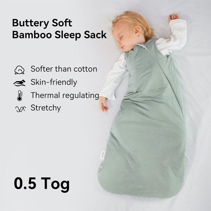 BubblePanda Bamboo Sleep Sack - Soft 0.5 Tog Wearable Blanket for Newborns & Infants (0-6 Months)