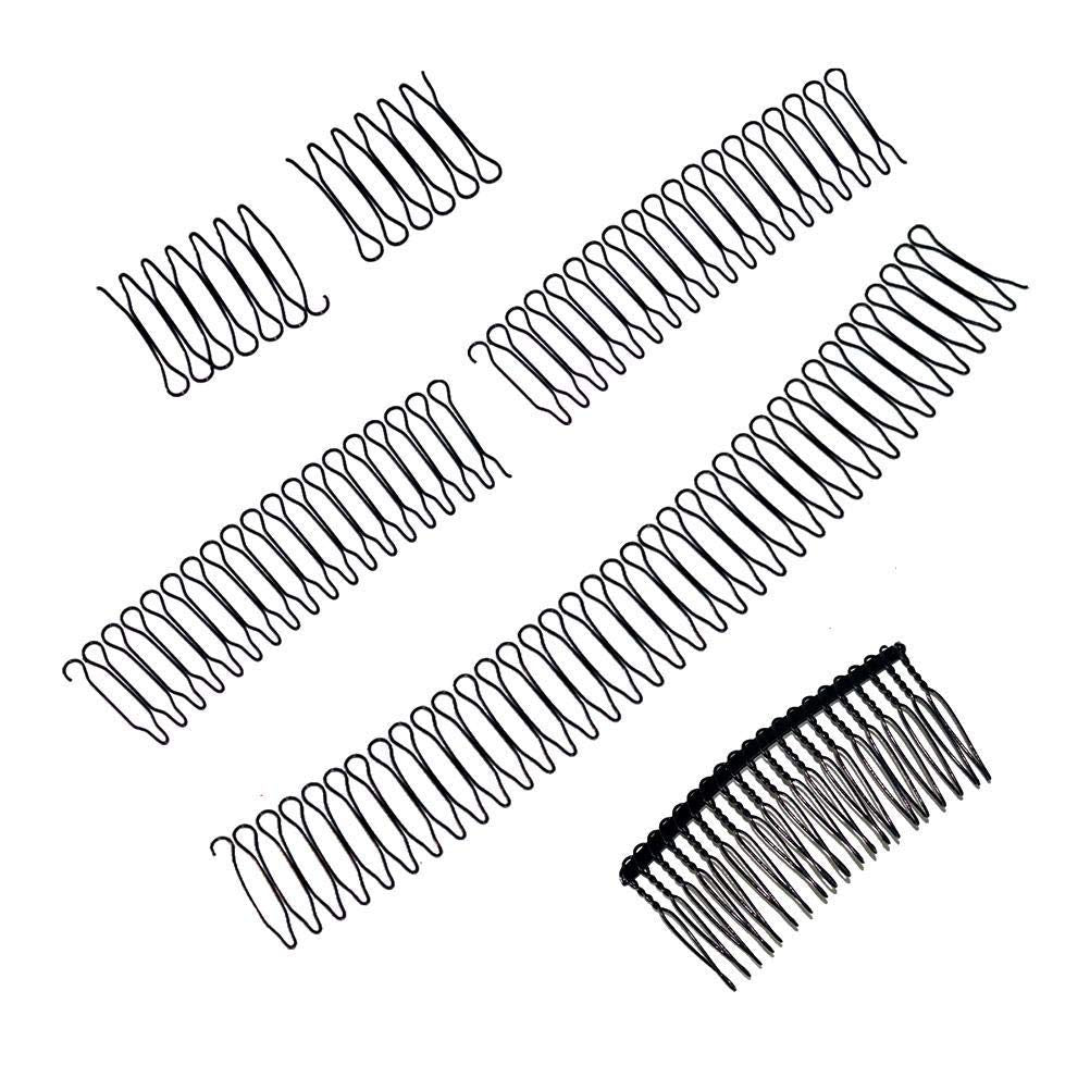 Teeth Hair Clip Combs, Metal Hair Side Combs U shaped Hair Finishing Fixer Comb Pins Material All Weather Retention Different Hairstyles for Women (black)
