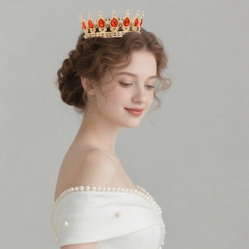 Feltent Red Crown for Women Crystal Tiara and Queen Crown for Women Wedding Headband for Bride Hair Accessories for Costume Birthday Party Cake Decoration Prom