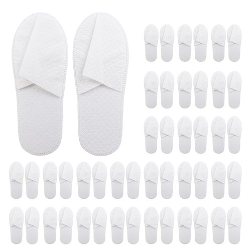 16 Pack Premium Spa Slippers Cooling Breathable Design Non Slip for Hotels Travel Home Use Bulk Value Set with Transparent Pouch（white）