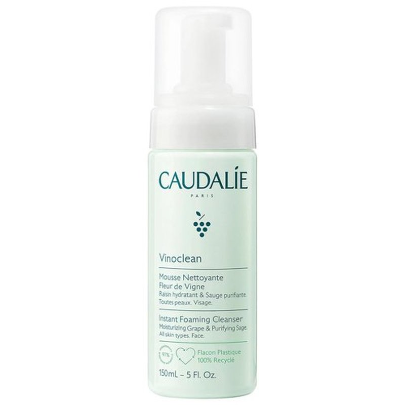 Caudalie Vinoclean Gentle Foaming Facial Cleanser - Ideal for All Skin Types | 6.7 Fl Oz