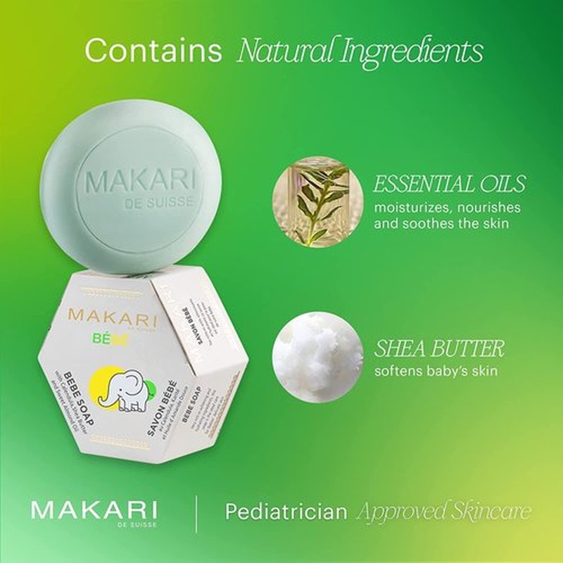 Makari Baby Soap - Moisturizing Daily Bar Soap for Delicate Skin | 5.4oz Nourishing Formula with Shea Butter