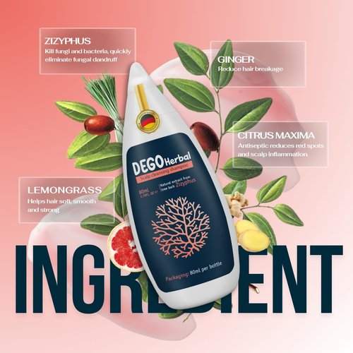 DEGO HERBAL Deep Refresh Zizyphus Scalp Care Shampoo – Gentle Cleanse for Healthy-Looking Hair 2.7 Fl Oz. Natural extract from tree bark
