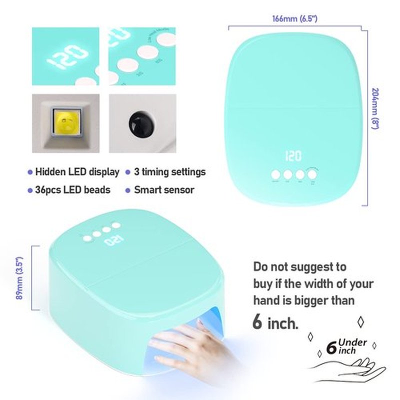 BETE Cordless LED Nail Lamp, 60W Rechargeable Dryer for Curing Polish, USB Port for Charging Phone and Drill, Portable Professional Blue