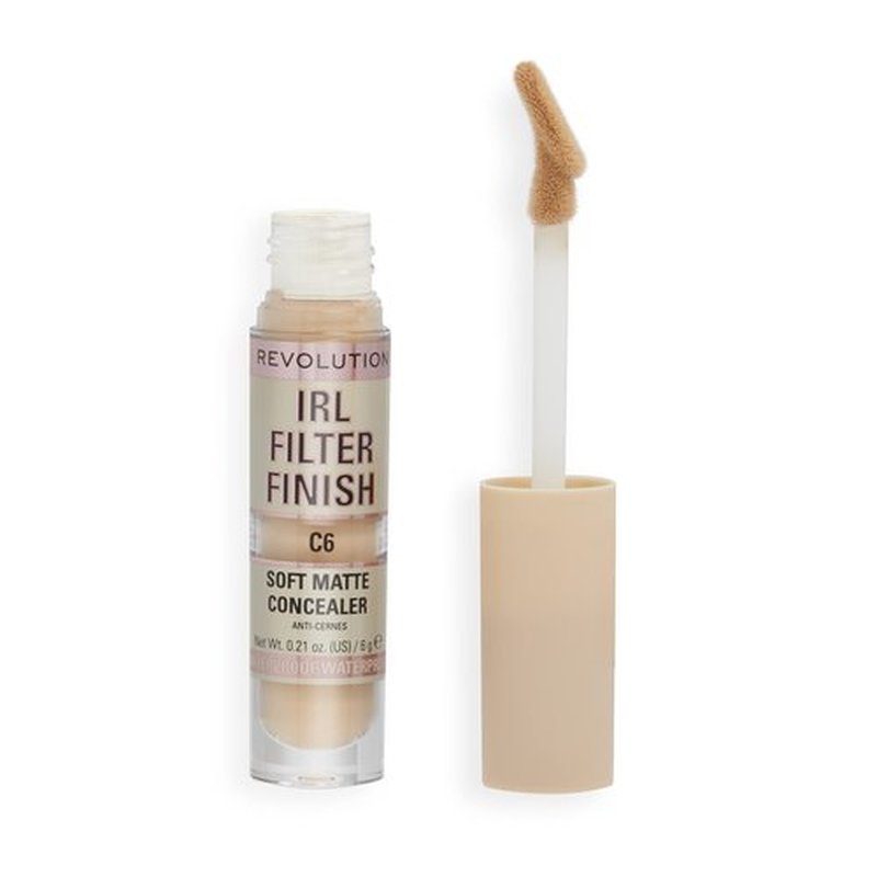 Revolution, IRL Filter Finish Concealer, Full Coverage, Oil-Free, Long-Lasting & Lightweight Formula, Infused with Hyaluronic Acid, Vegan & Cruelty-Free, C6, 0.21 oz