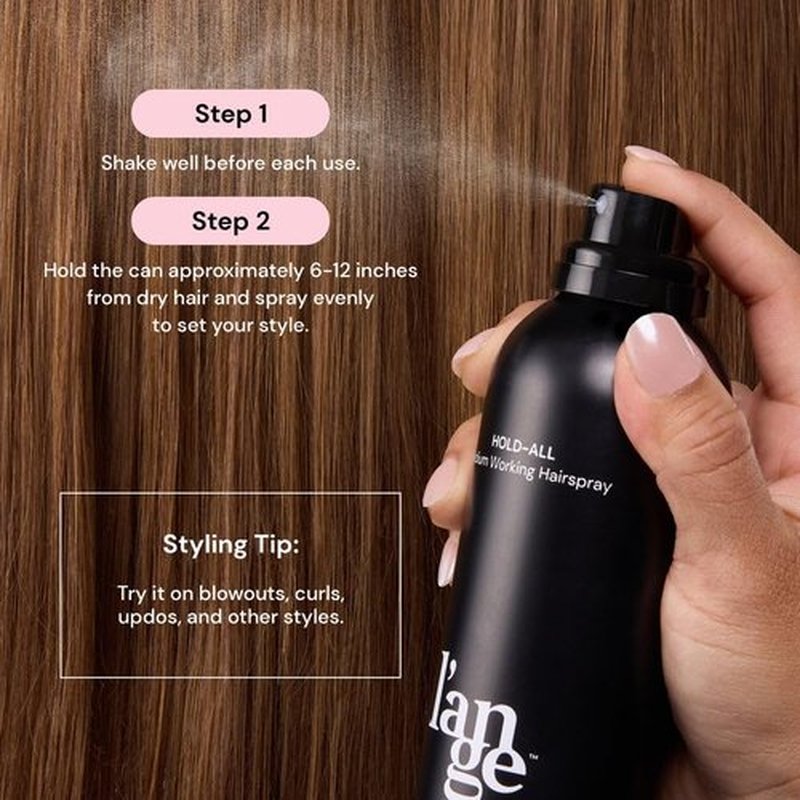 L'ANGE HAIR Hold-All Medium Working Hairspray - Brushable Finish & Flexible Hold | 8 oz | Humidity & UV Protection