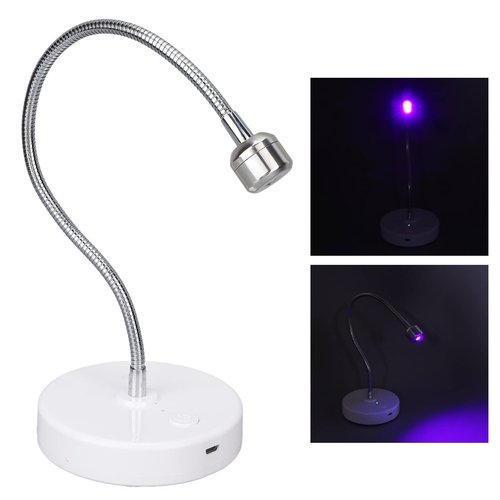 Cryfokt LED Black Light, 3W LED Desk Lamp with Flexible Gooseneck, 60S Timing LED Nail Lamp for Gel Polish, Glue, Face Paint, Room - USB Charging