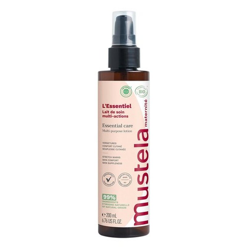 Mustela Certified Organic Maternity Essential Care Multi-Purpose Lotion - Pregnancy & postpartum - Stretch Marks, Skin Comfort & Suppleness - No Added Scent - Safe for Moms, Babies & Breastfeeding