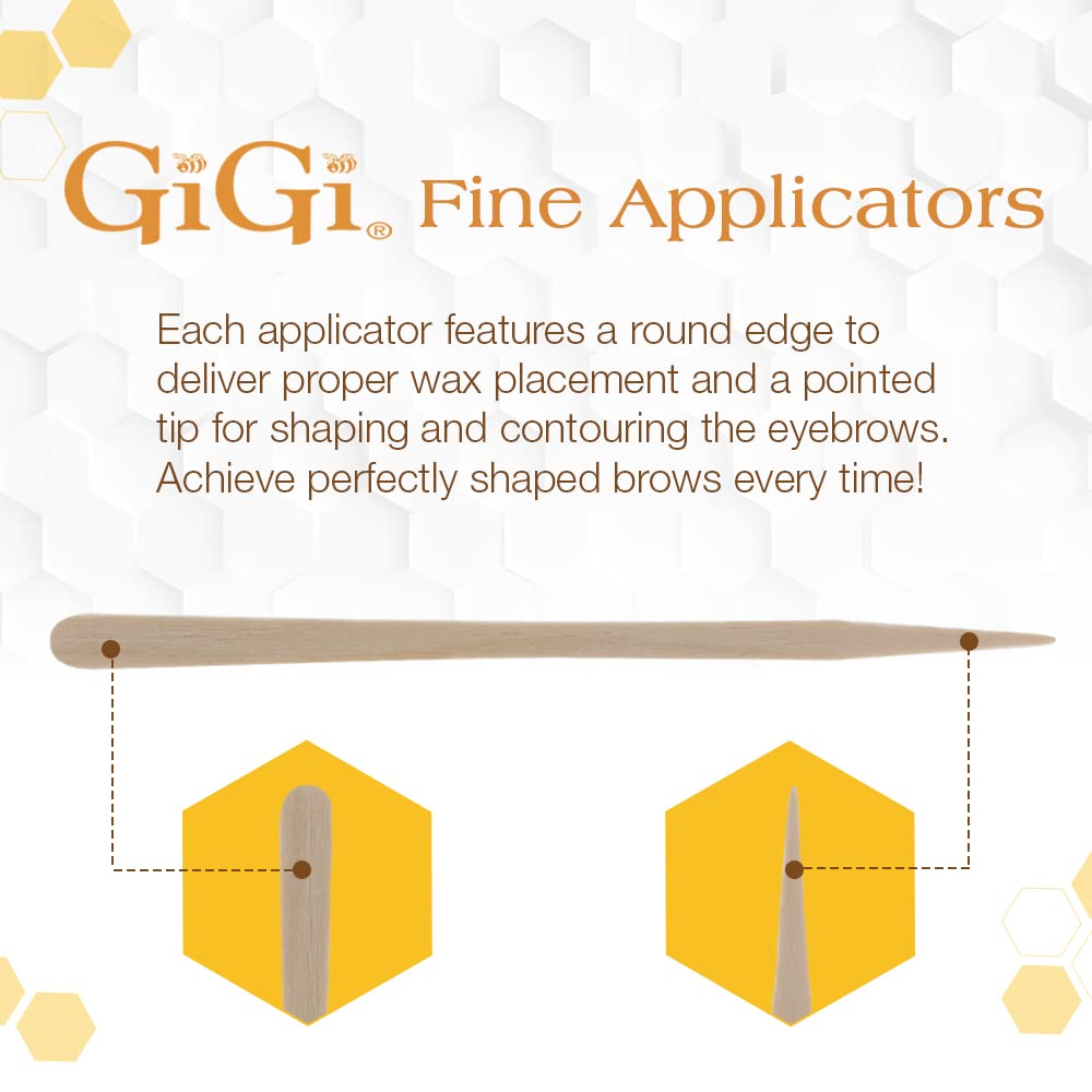 GiGi Eyebrow Wax Sticks for Hair Removal Small, Fine Applicator Stick, Wooden Waxing Sticks for Face & Eyebrows, 100 ct
