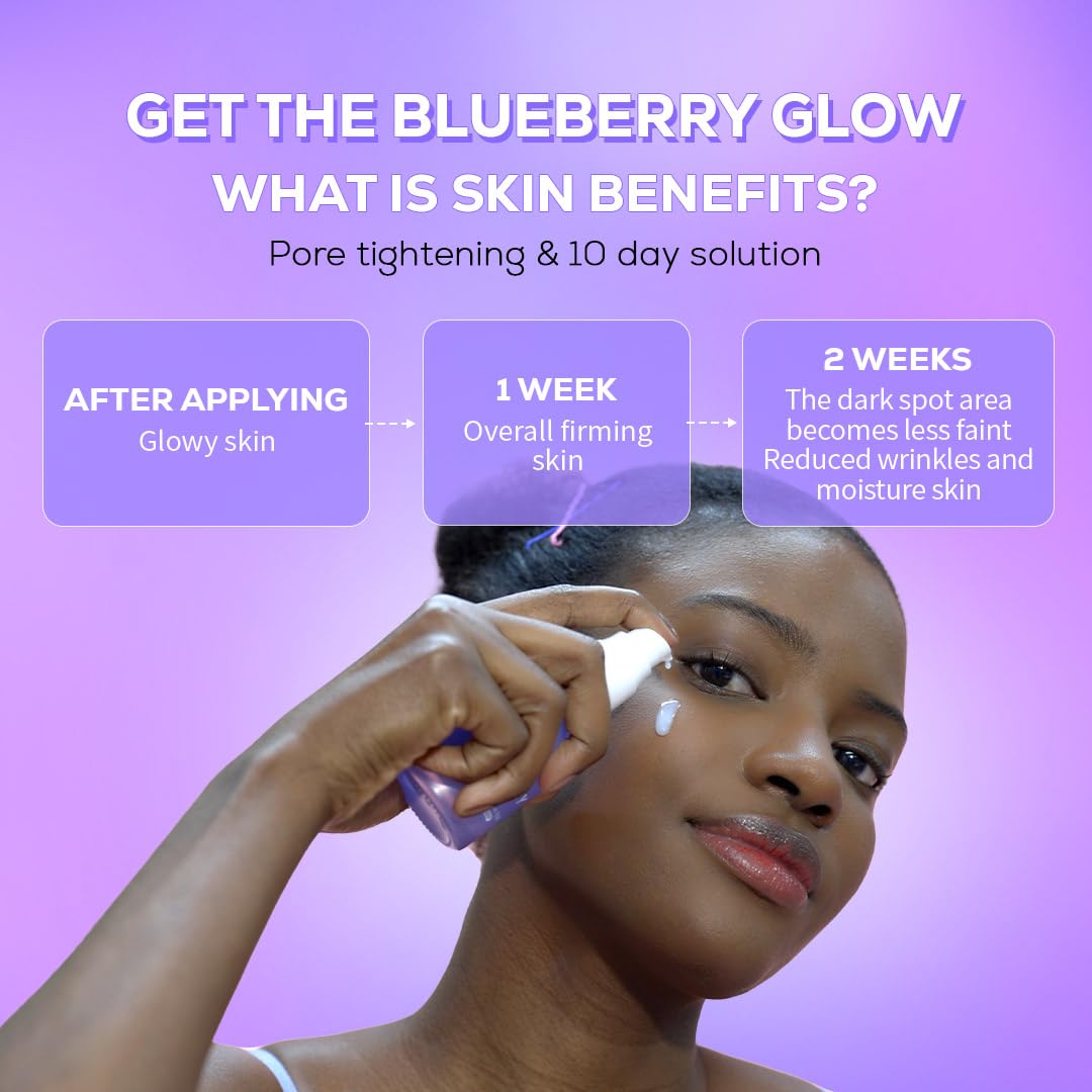 KIKIGLOW Blueberry SOS Intensive Anti-Aging Ampoule 40ml – Korean Firming Facial Ampoule with Vegan Collagen, Hyaluronic Acid, Adenosine, Antioxidant Care, Wrinkle & illuminating