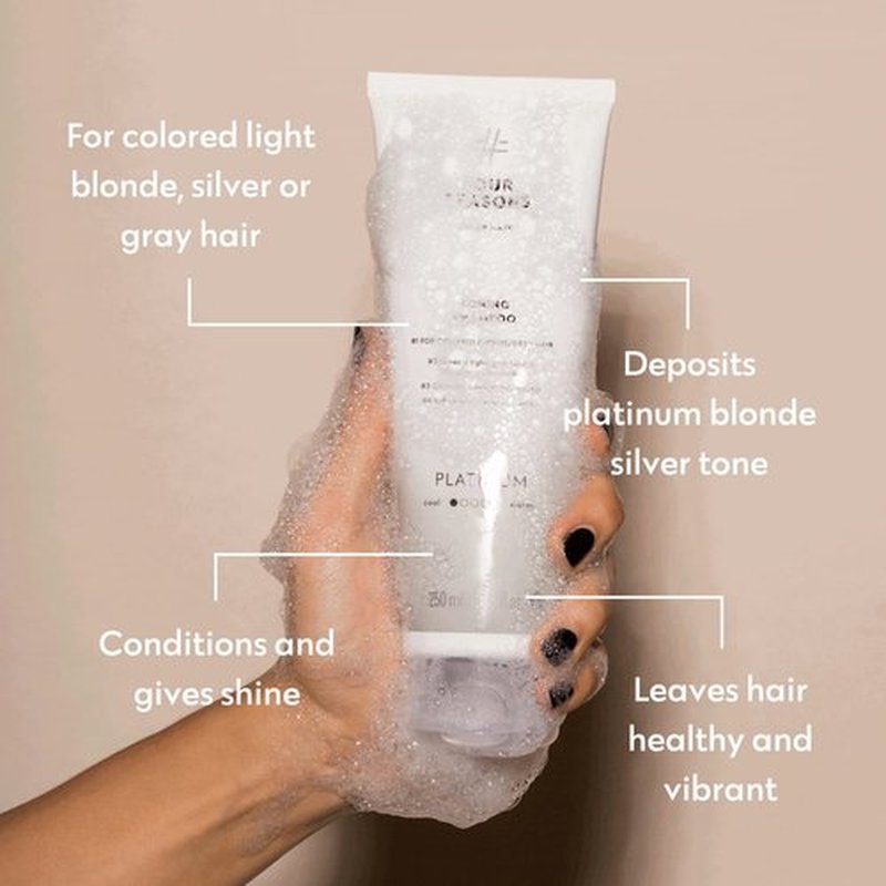 FOUR REASONS Platinum Hair Color Shampoo - Blonde Toner & Color Depositing Formula | Sulfate-Free, Vegan, 8.45 Fl Oz