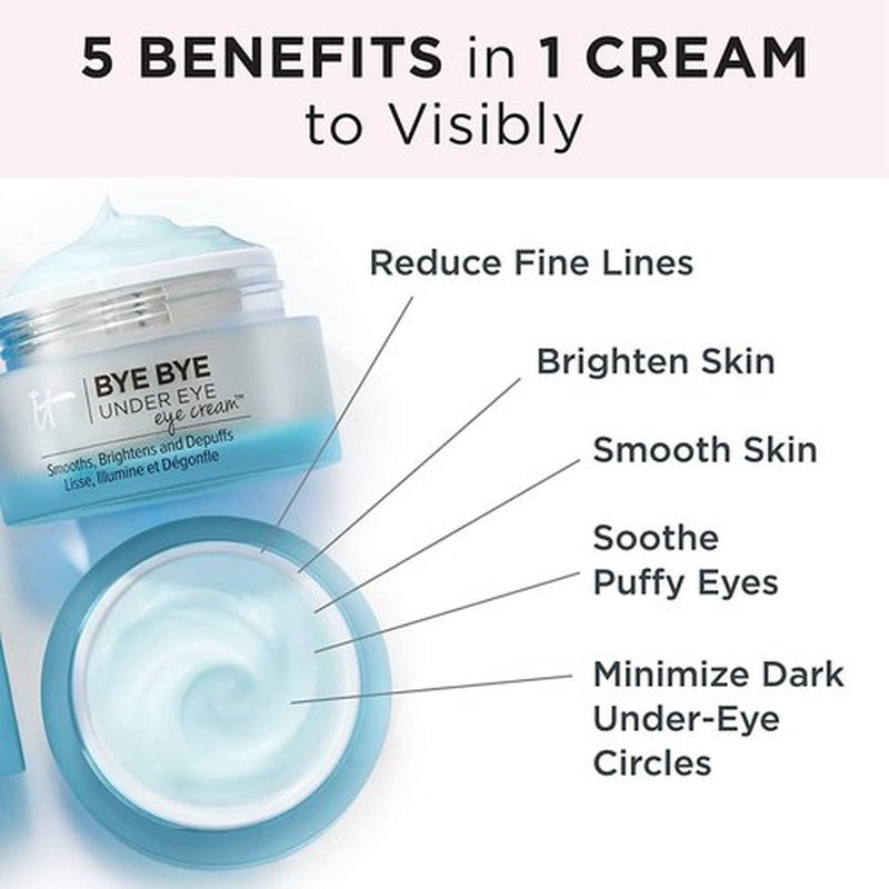 IT Cosmetics Bye Bye Under Eye Cream - Hydrating Formula That Smooths Fine Lines & Brightens Dark Circles - 0.5 Fl Oz