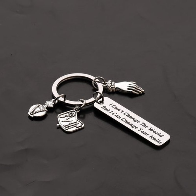 BLEOUK Nail Tech Keychain Manicurist Gift Nail Technician Gift Nail Lover Friend I Can Change Your Nails (Change Your Nails)