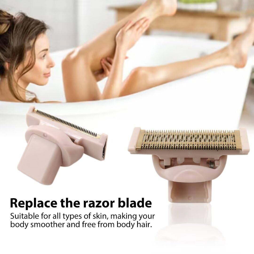 2 Pack Replacement Body Razor Head Replacement Compatible with Finish Touch Flawless Nu Razor Replacement Blades,Rose Gold