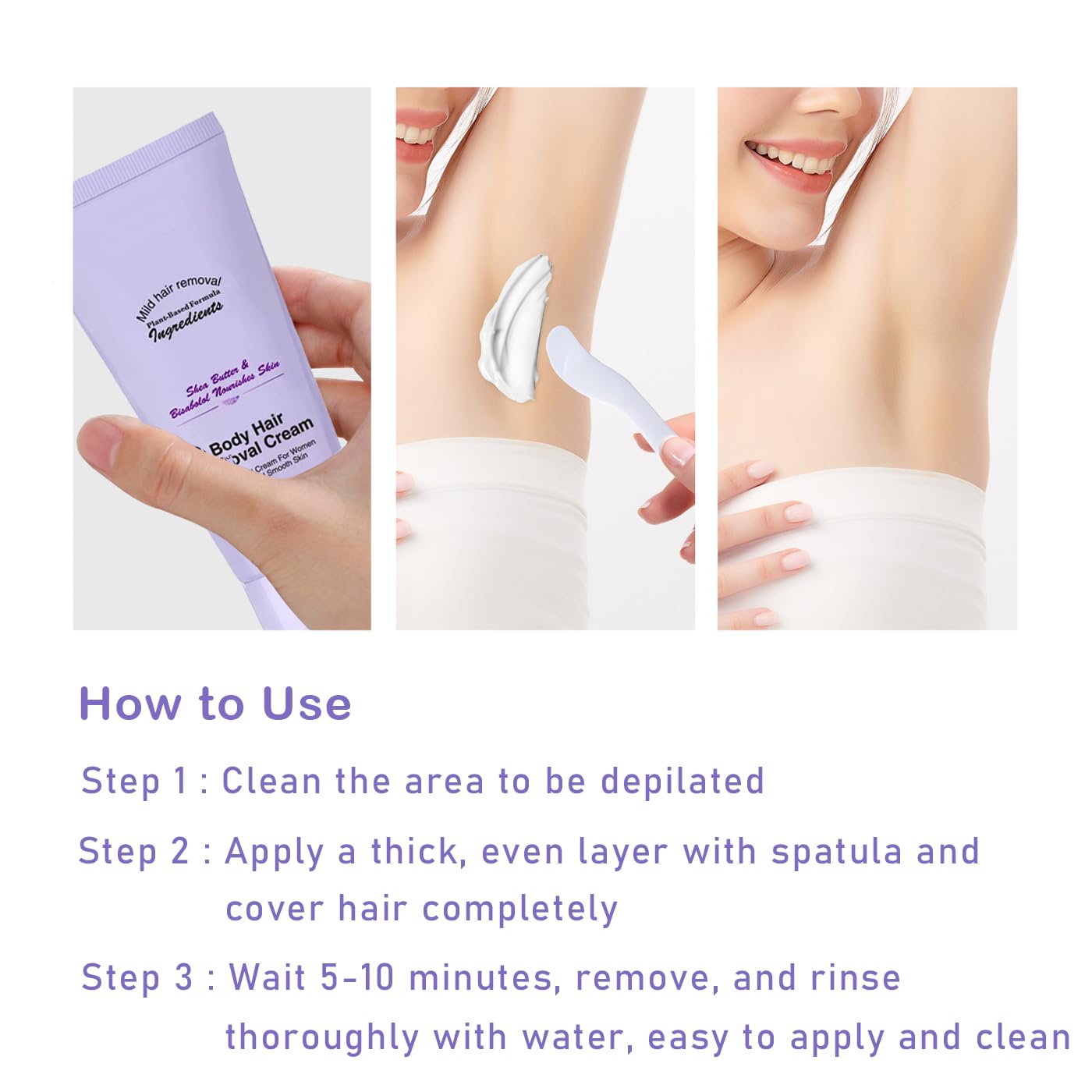 Body Hair Removal Cream with Spatula - Painless & Gentle Depilatory Cream