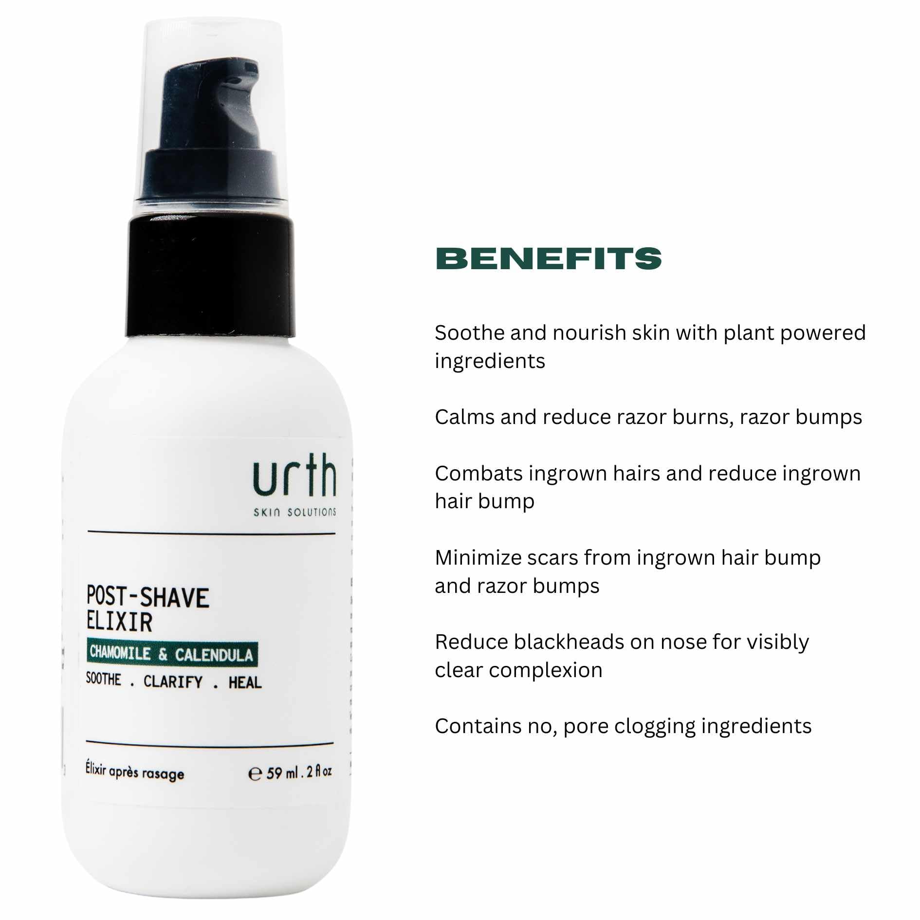 Urth Post Shave Elixir 2oz Razor Bump Treatment & Ingrown Hair Remedy for Men with Vitamins C and E for Soothes & Restores Skin