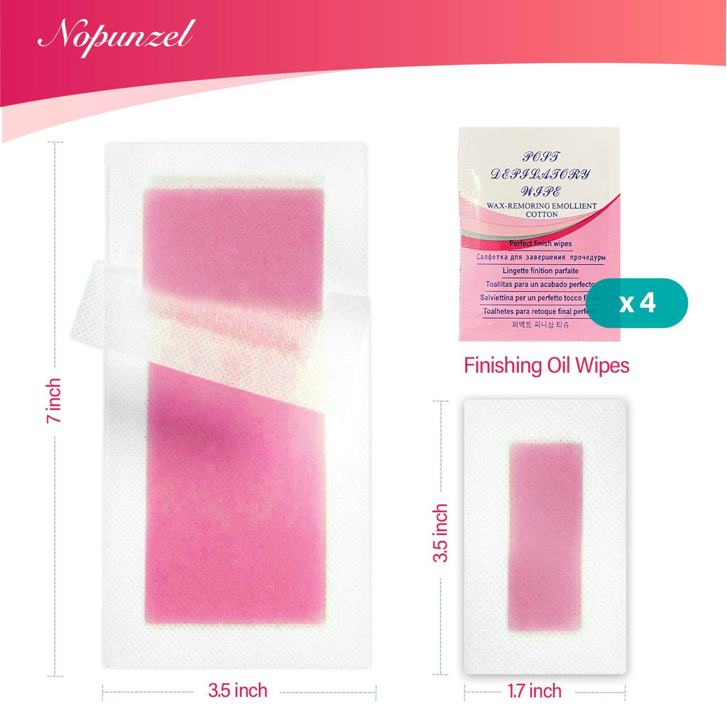 Wax Strips: 64 Waxing Strips - Hair Removal Wax - Brazilian Waxing - Waxing Kit for Women - Body Legs Arms Chest Back Bikini - Wax Kit At Home for Hair Removal - 4 Calming Oil Wipes - 2 sizes