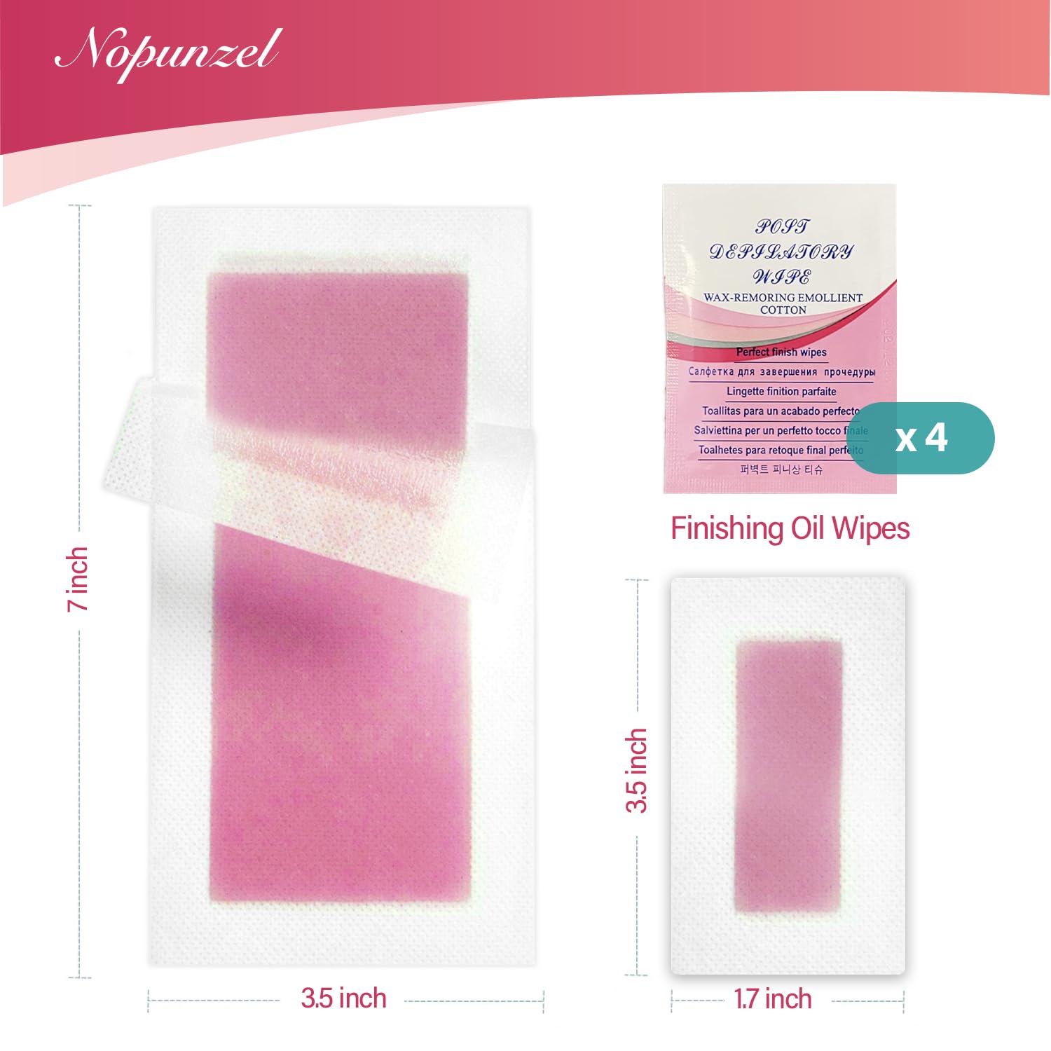Wax Strips: 64 Waxing Strips - Hair Removal Wax - Brazilian Waxing - Waxing Kit for Women - Body Legs Arms Chest Back Bikini - Wax Kit At Home for Hair Removal - 4 Calming Oil Wipes - 2 sizes