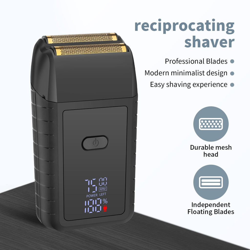 HIENA PRO Cordless Reciprocating Shaver for Men, Professional Rechargeable Beard Trimmer and Bald Precision Trimmer, Electric Men's Facial Grooming Tools, Gifts for Men