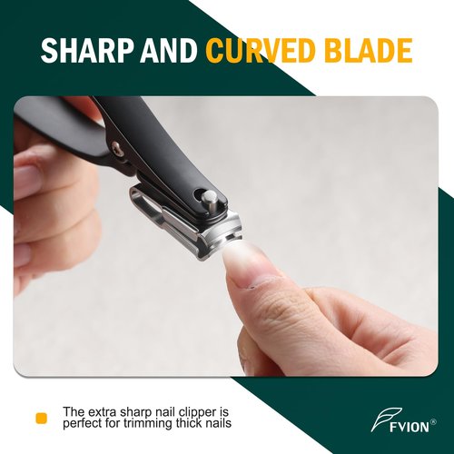 FVION 360° Rotating Jaw Toenail Clippers for Thick Nails for Seniors - Long Handle Fingernail Clippers, Comfortable Grip Nail Clippers Trimmer
