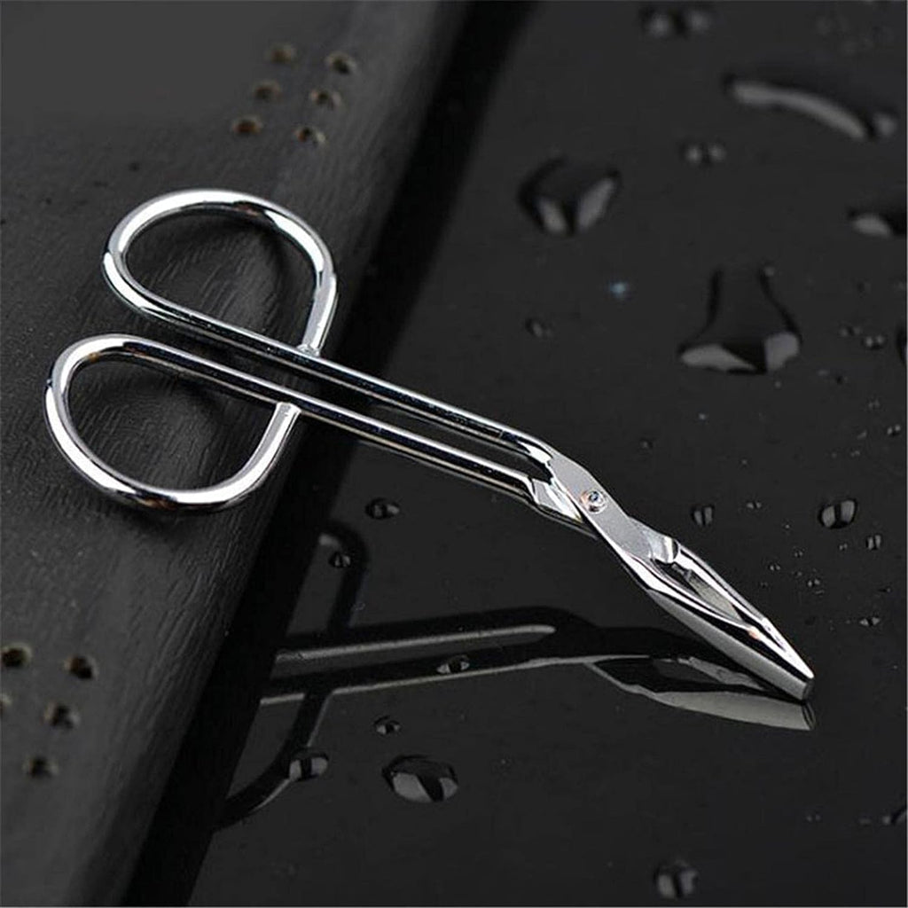 Silver Professional Stainless Steel Eyebrow Tweezers and Scissors Set, Hair Removal and Grooming Tools