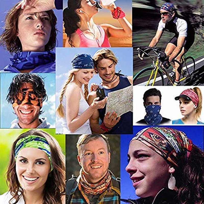 6PCS Black Face Mask Neck Gaiter Paisley Tube Bandanas Seamless Gator Masks Magic Headband Magic scarf High Elastic Multi Headwear Face Cover Balaclava with UV Resistance for Yoga Hiking Running