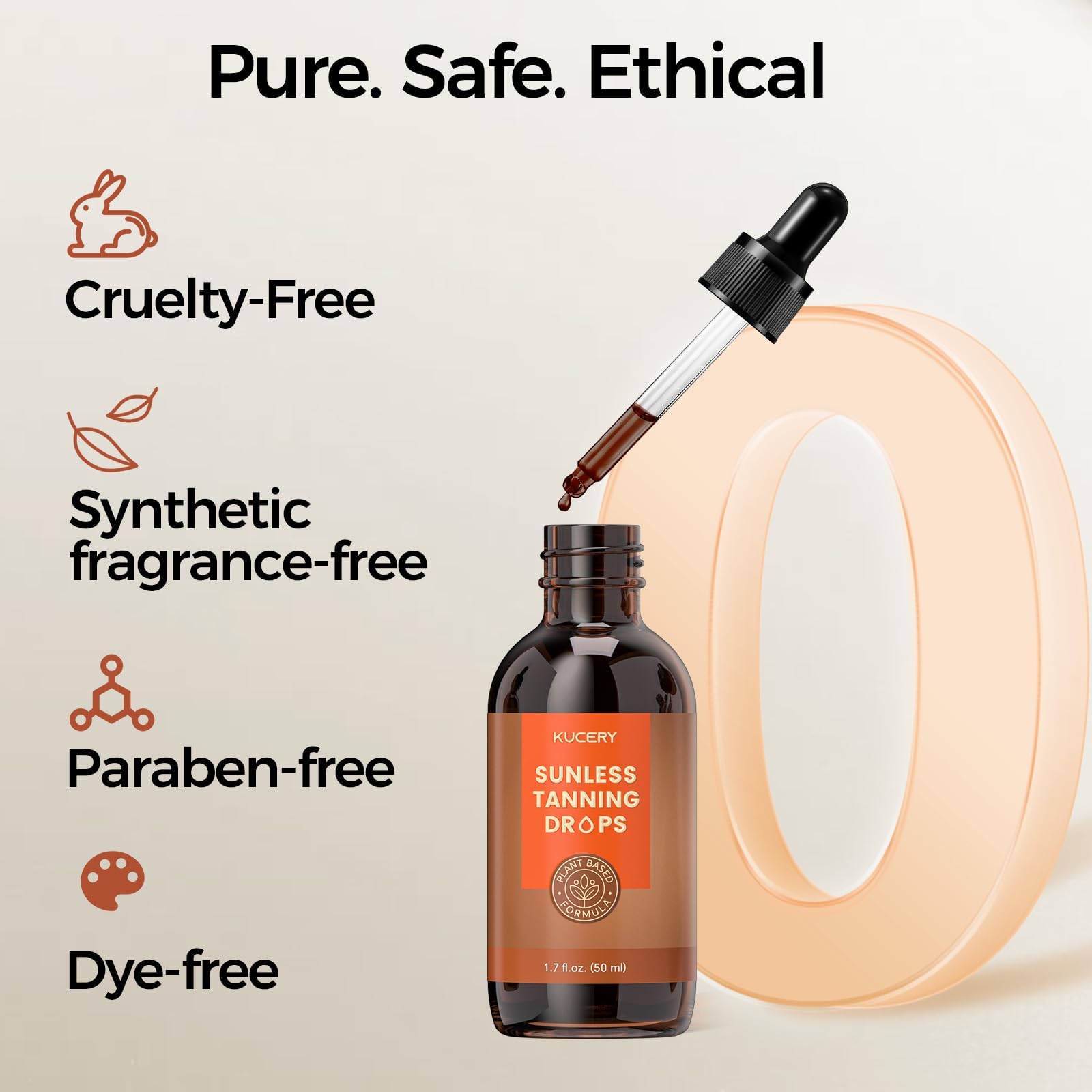 KUCERY Plant-Based Sunless Tanning Drops for Face & Body | Customizable Streak-Free Bronzing Serum with Natural Botanical Ingredients, Buildable Self-Tan Glow, 1.7 fl oz