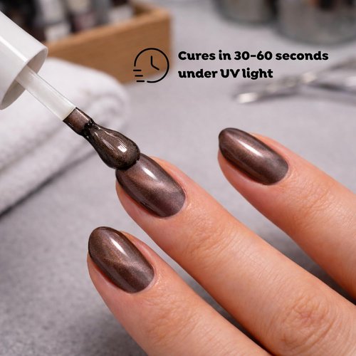 TONES Cat Eye UV LED Gel Nail Polish, (Mauve Cashmere) Extra Shine & Long Lasting | Nail Art Design Gel Nail Polish Home DIY & Manicure | Magnet Shimmer Cat Eye Color 0.56 fl oz