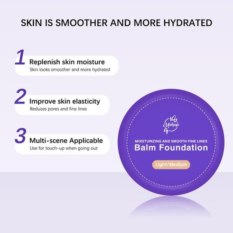 Balm Foundation for Mature Skin - Age-Defying Makeup Foundation with Hydrating Medium Coverage for Older Women, Vegan Non-Settling Formula Blurs Appearance of Fine Lines, Satin Finish (Light/Medium)