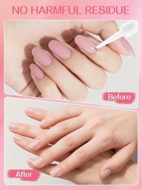 EBANKU Nail Glue Remover for Press On Nails, 10 x 15ML Gel Remover for Acrylic Tips Nail Glue Fast Acting Adhesive Gel Low Odor Liquid for Quick Removal