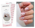 JMEOWIO Gel Nail Stickers White Flower Semi Cured Gel Nail Strips Wraps UV/LED Nails Art Design Decoration Accessories