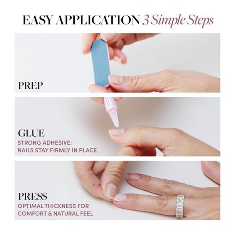 Glamnetic Press On Nails - La Perle | Salon Quality Semi-Transparent French Tip | 30 Nail Kit with Glue - 15 Sizes