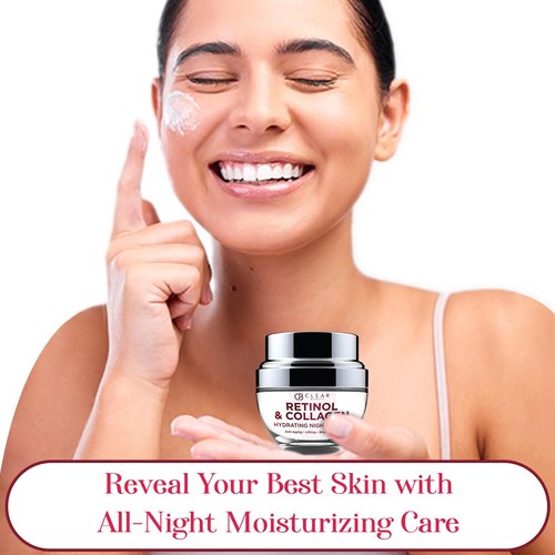 Clear Beauty Collagen & Retinol Night Cream - Firms, Hydrates & Smooths Fine Lines - Face Moisturizer For Dry Skin, Vegan, Clean Beauty - Korean Skin Care, Dermatologist Tested - 1.69 Fl Oz