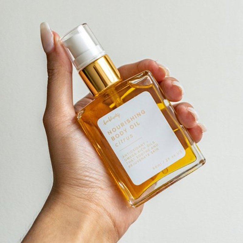 Bonblissity Nourishing Body Oil - Citrus Scented Hydrating Moisturizer | 2oz Travel Size for Dry Skin
