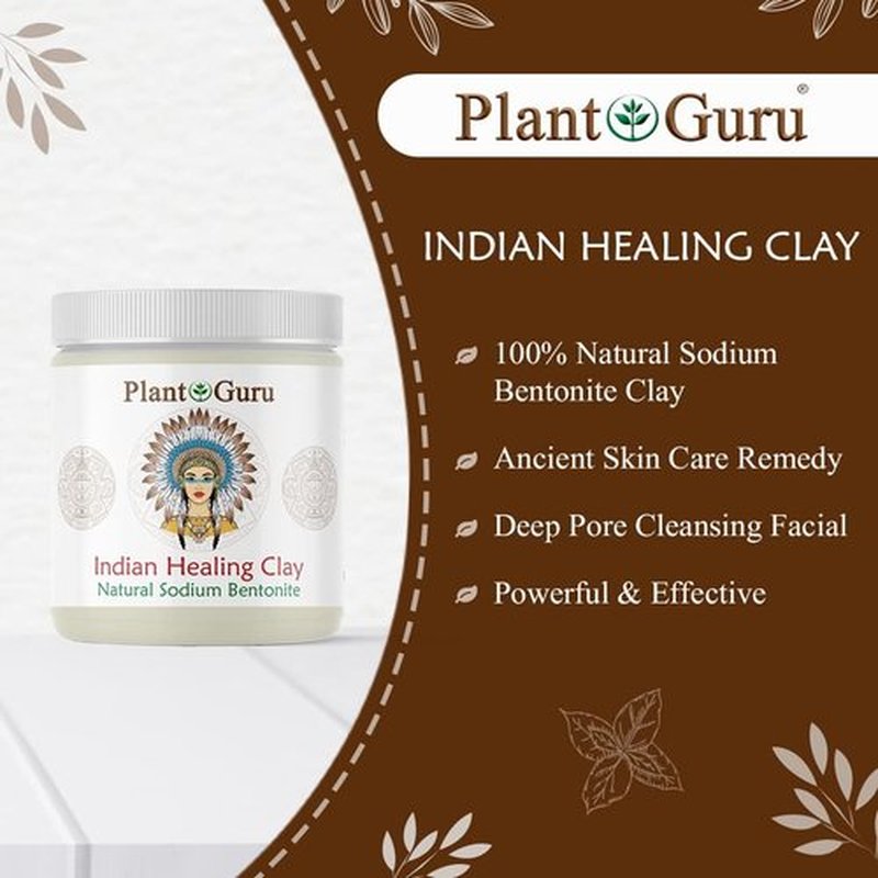 Plant Guru Sodium Bentonite Clay Powder 5 lbs. Bulk Wholesale 100% Natural Indian Healing Clay - Deep Pore Cleansing Facial And Body Mask - Detox Clay for Face, Hair, Acne, and Bath.