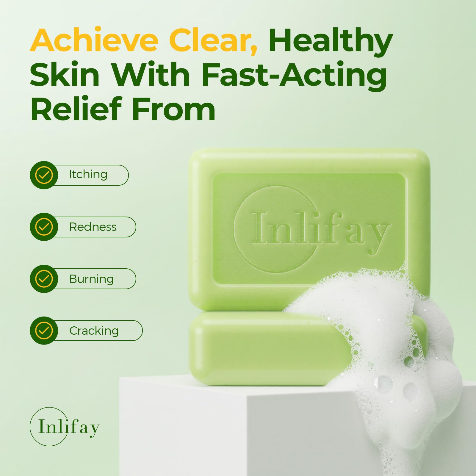 Inlifay Tolnaftate 1% Antifungal Bar Soap : Athletes Foot Ringworm Jock Itch Fast Itch Relief Tea Tree Oil Non-Greasy Anti-Fungal Bar Wash for Gym-Goers & Active Adults